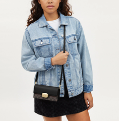 新品！Coach 蔻驰 Eliza Small Flap 老花拼接款斜挎包