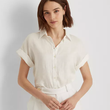 Lauren Ralph Lauren 拉夫劳伦 亚麻短袖衬衫