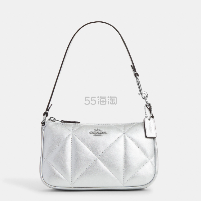新款首降！Coach 蔻驰 Nolita 19 亮银色麻将包