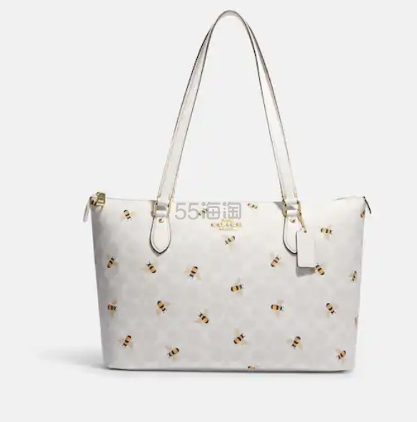 Coach 蔻驰 Gallery 冰川白小蜜蜂托特包