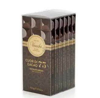 【含税直邮】意大利百年品牌 Venchi 闻绮 75%黑巧克力排块100g*6块