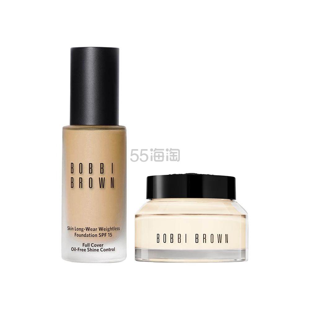 【每日星品】BOBBI BROWN 清透持妆粉底液W-026暖象牙白与新妆前柔润底霜套装