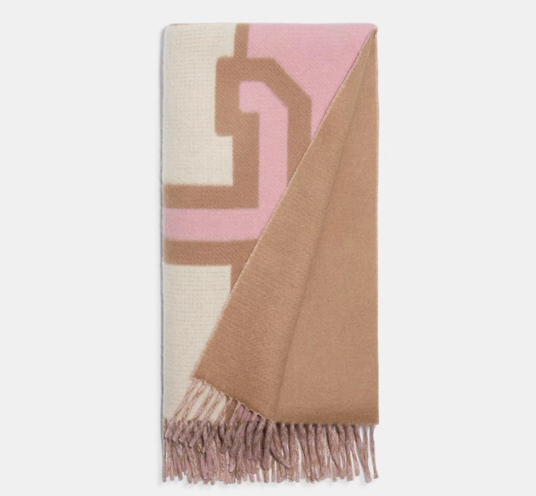 降价！Coach 蔻驰双面大LOGO羊毛围巾 2色可选