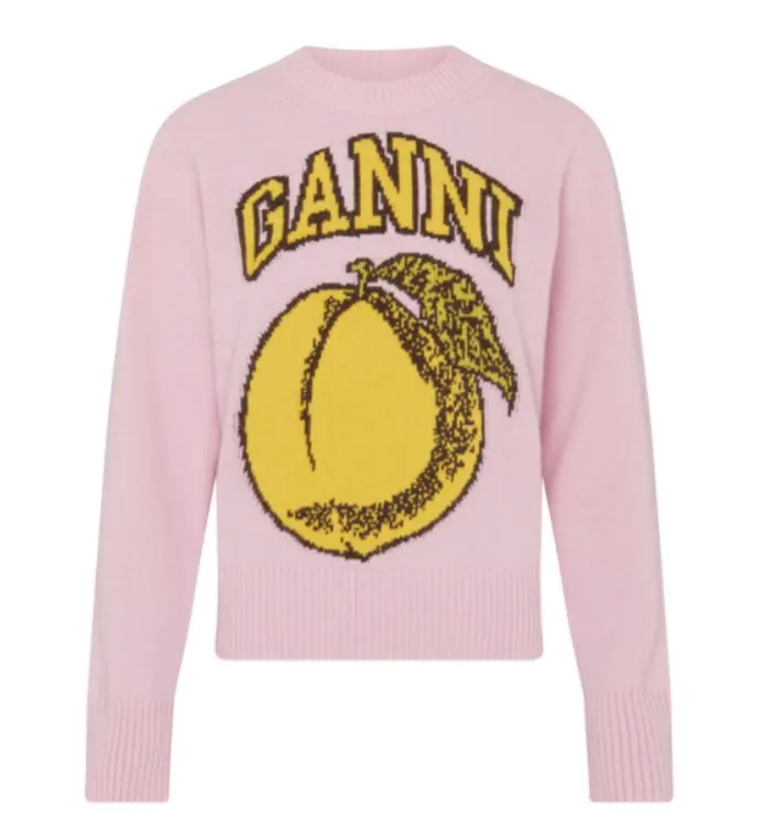 GANNI 粉色黄桃毛衣