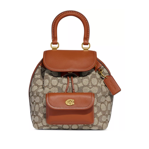 黑五特价！COACH Riya Signature Textile Jacquard 小号双肩包