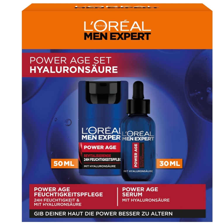【含税直邮】好价！L'Oreal Paris 欧莱雅 Power Age 男士抗.皱面部护理套装（保湿霜50mL+精华30mL）