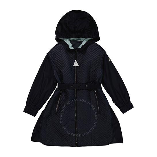 MONCLER  Kids 海军蓝 Seldana 束带连帽外套