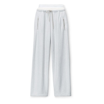 早春新品！Alexander Wang 亚历山大王叠搭阔腿运动裤