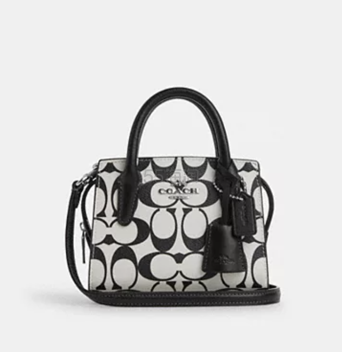 Coach 蔻驰 Andrea Mini Carryall 黑白印花斜跨包
