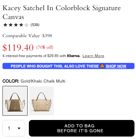 好价！COACH 蔻驰 Kacey 老花拼色斜挎包