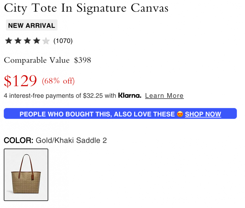 COACH 蔻驰 City 小标老花托特包