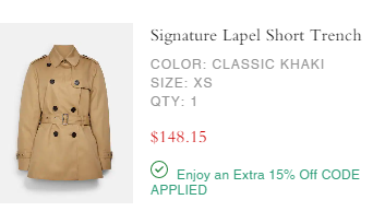 仅剩2码！Coach 蔻驰短款风衣外套