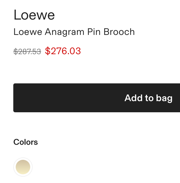 補貨！LOEWE 羅意威 金色ANAGRAM胸針