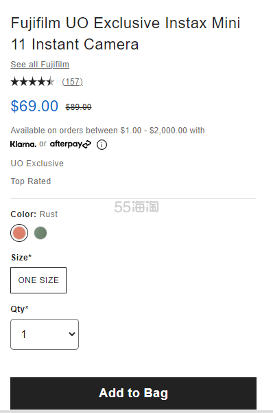 补货！Fujifilm 富士 UO独家 Instax Mini 11 拍立得相机 2色