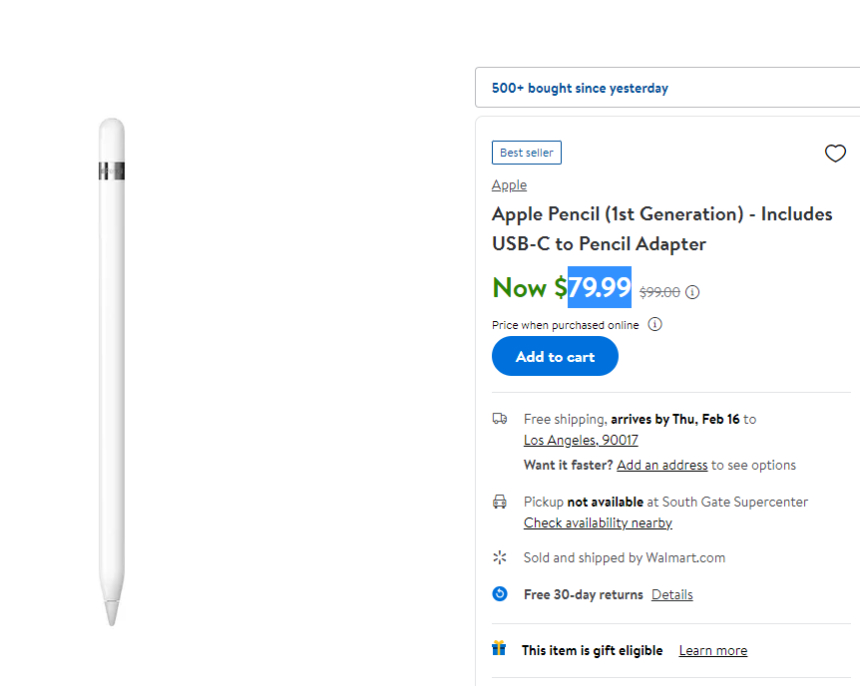 Apple Pencil 1代 包含USB-C倩碧適配器