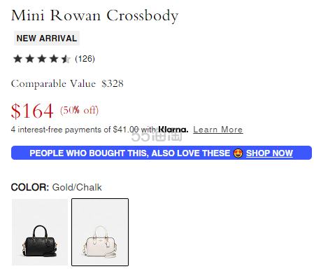 上新！Coach 蔻驰 Mini Rowan 纯白色斜挎包