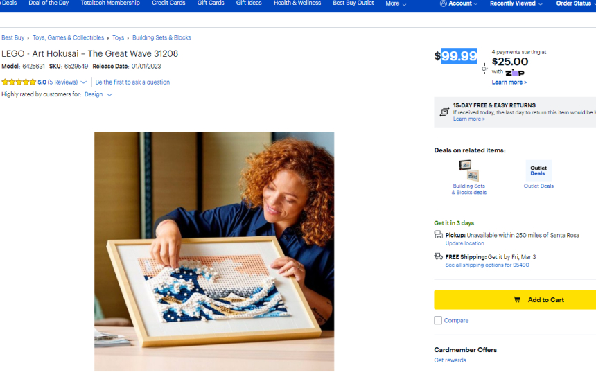 LEGO 艺术系列《神奈川冲浪里》31208