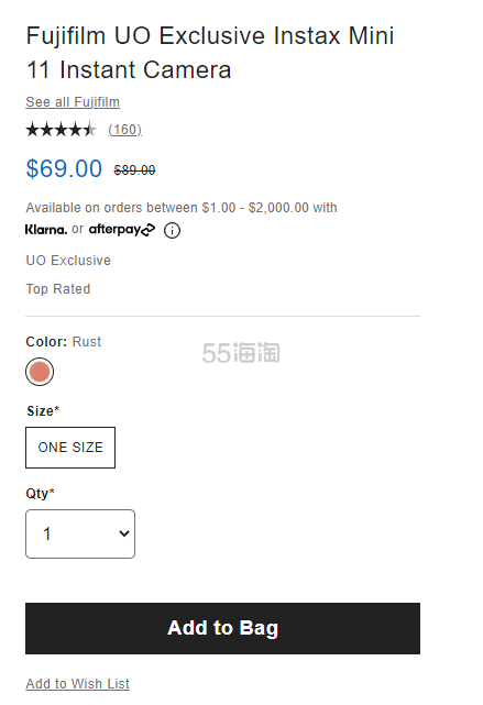 补货！Fujifilm 富士 UO独家 Instax Mini 11 拍立得相机 2色