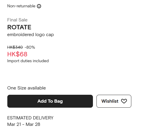 港站大白菜！Rotate 白色棒球帽