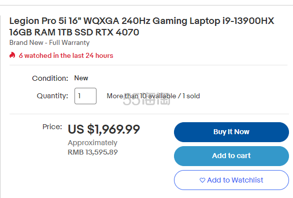 新品上市！Lenovo Legion 5i Pro 2K240 游戏本 (i9-13900HX, 4070, 16GB, 1TB)