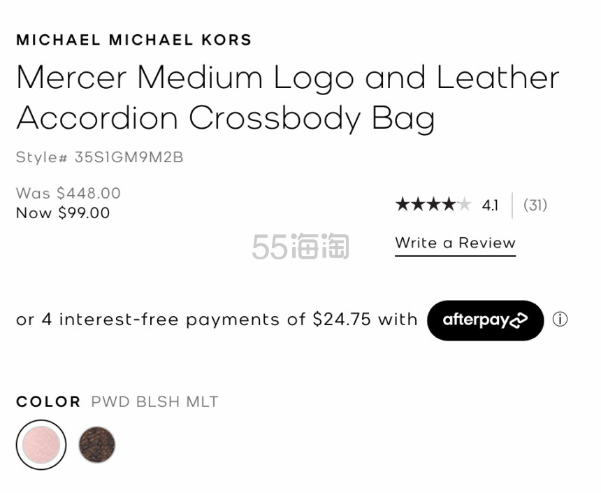 降价！Michael Kors Mercer 中号老花风琴包 双色