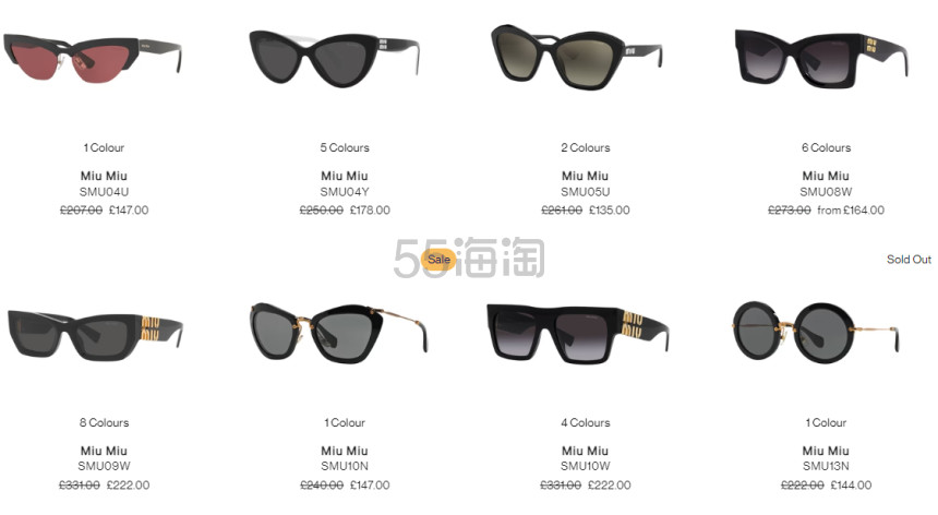 Fashion Eyewear：精选 Miu Miu 墨镜专区！低至￡105