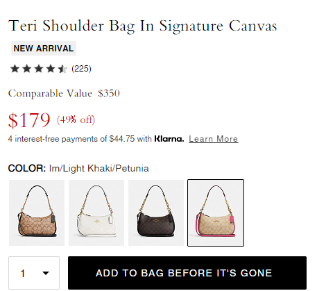 上新！Coach 蔻驰 Teri 粉色包边老花腋下包