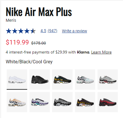 降价！Nike 耐克 Air Max Plus 男子运动鞋 多色