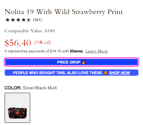 黑色有货！Coach 蔻驰 Nolita 19 草莓印花手拿包