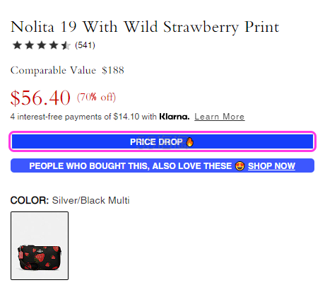 黑色有货！Coach 蔻驰 Nolita 19 草莓印花手拿包