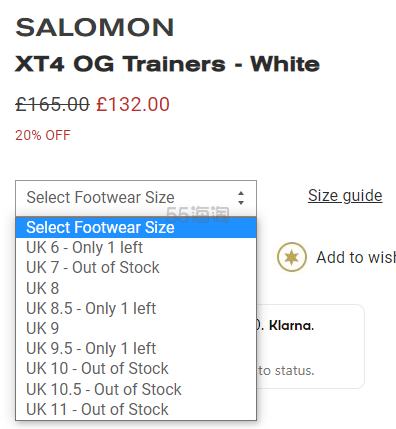 剩黄金码！SALOMON XT4 OG 男款运动鞋