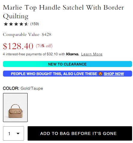 降价！Coach 蔻驰 Marlie 奶茶色手提包