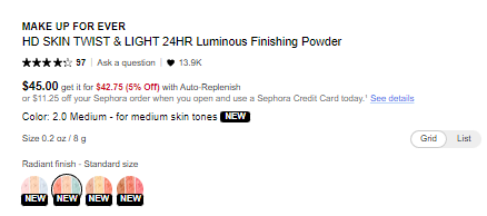 4色可选！MAKE UP FOR EVER 玫珂菲新款高清散粉