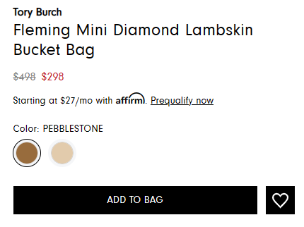 Tory Burch Fleming Mini Diamond Lambskin Bucket Bag