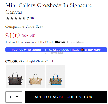 降价！Coach 蔻驰迷你 Gallery 老花斜挎包 2色