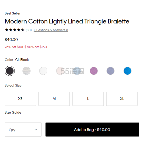 凑单享6折！Calvin Klein Modern 三角杯文胸