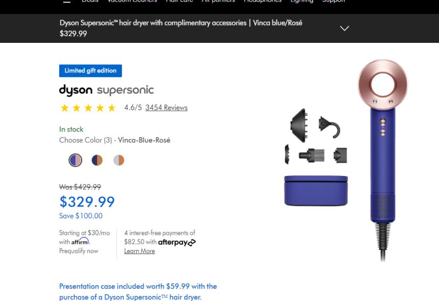 Dyson 戴森长春花蓝吹风机  无门槛7.6折 仅9.99