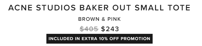 折上9折！ACNE STUDIOS BAKER OUT 牛皮粉色小号书包