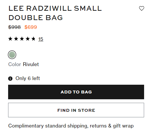 NEW Tory Burch Rivulet Lee Radziwill Small Double Bag $998
