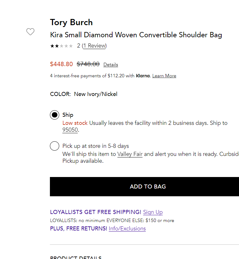 Tory Burch Kira Diamond Woven 小号白色编织链条包