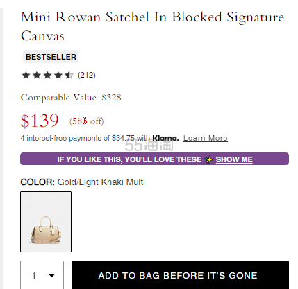 Coach 蔻驰 迷你 Rowan 老花波士顿包