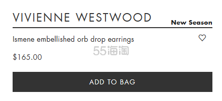 Vivienne Westwood 银色粉钻人鱼泪耳钉