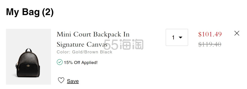 降价！Coach 蔻驰 Mini Court 老花双肩包