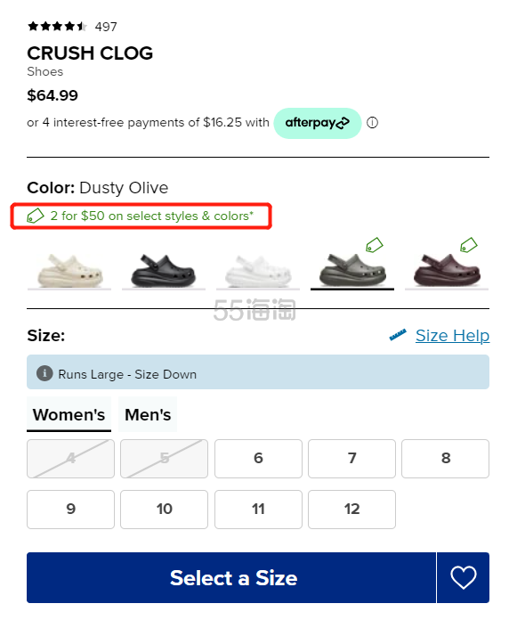 2双！Crocs 卡骆驰 CRUSH 炭灰色泡芙洞洞鞋