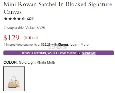 Coach 蔻驰 Mini Rowan 波士顿奶茶色老花手提包