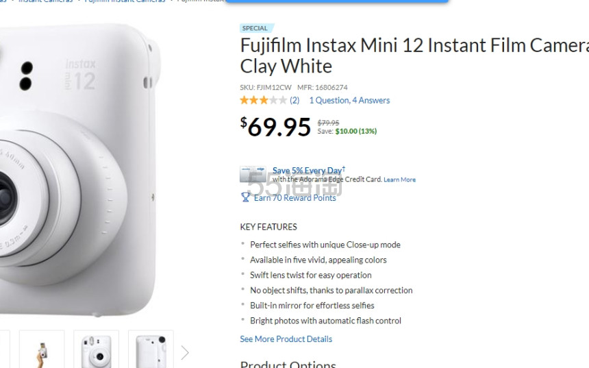 难得好价！Fujifilm 富士 Instax Mini 12 拍立得 5色可选