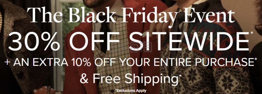 升级！【2023黑五】Brooks Brothers：全场服饰黑五大促