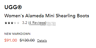 降价！UGG Alameda Mini Shearling 雪地靴