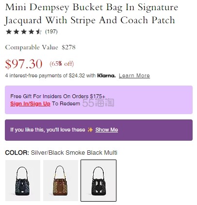 补货！Coach 蔻驰 Mini Dempsey 黑色水桶包