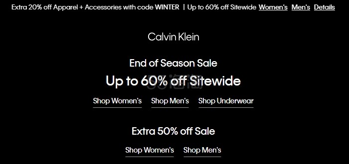 Calvin Klein：全场低至4折 牛仔棒球帽降价、Jennie 同款文胸起